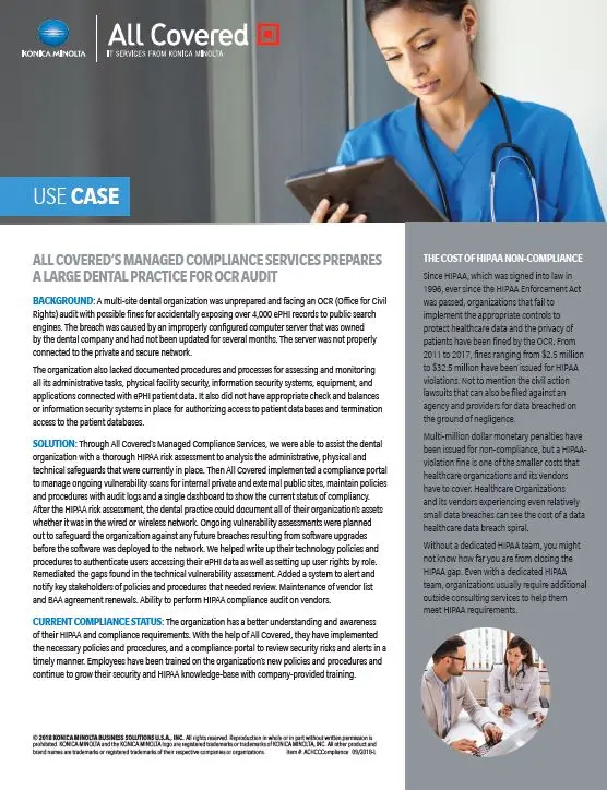 All Covered, HIPAA, Case Study, Konica-Minolta, Office Systems International
